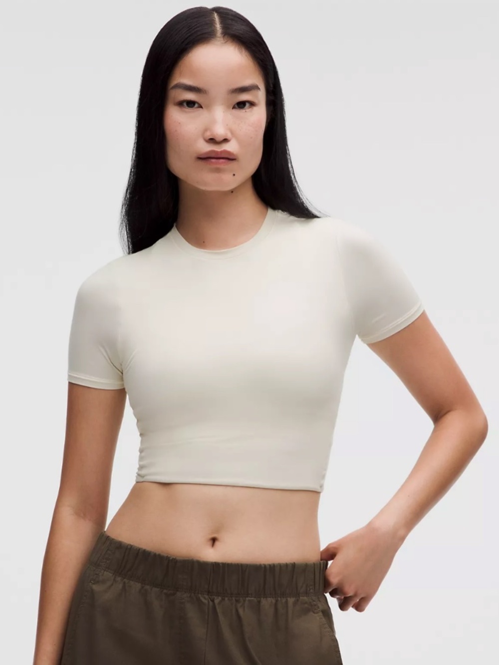 Wundermost Ultra-Soft Nulu Crewneck Cropped T-Shirt